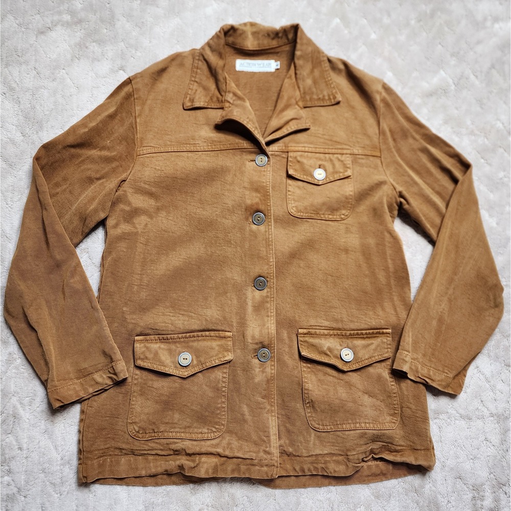 Vintage Action Wear USA Brown Utility Jacket Women Small USA Made Shacket